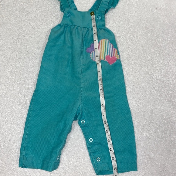 Vintage health Tex ruffle strap rainbow cloud corduroy overalls 9m - Picture 4 of 7